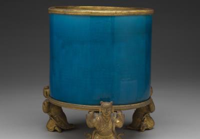 图片[2]-Brush holder with turquoise blue glaze-China Archive